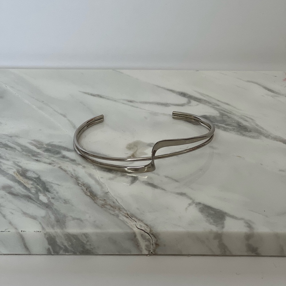 Sterling Silver .925 Double Wave Wrap Bracelet - image 1